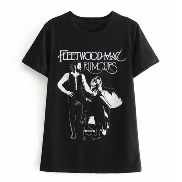 Tops - Fleetwood Mac Rumours Black Band Graphic Tee top